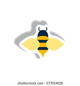 stylish icon in paper sticker style Honey bee