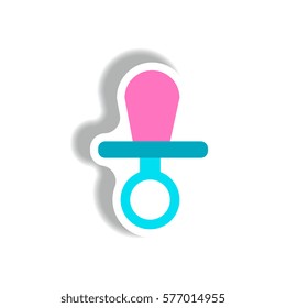 stylish icon in paper sticker style nipple children