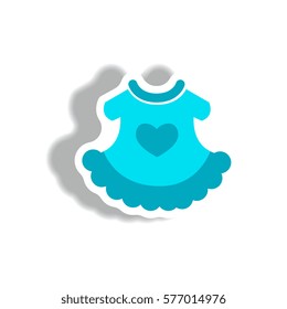 stylish icon in paper sticker style child dress