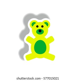 stylish icon in paper sticker style toy bear