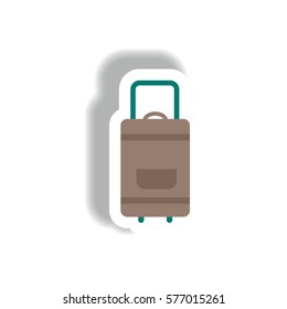 stylish icon in paper sticker style travel suitcase
