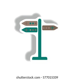 stylish icon in paper sticker style airport signage