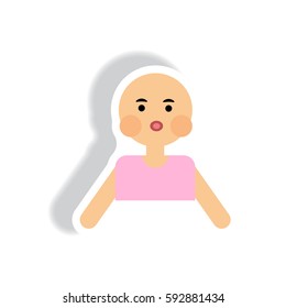 stylish icon in paper sticker style pale man