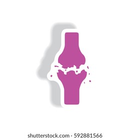 stylish icon in paper sticker style bone fracture