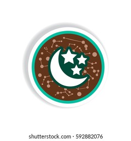 stylish icon in paper sticker style moon and stars