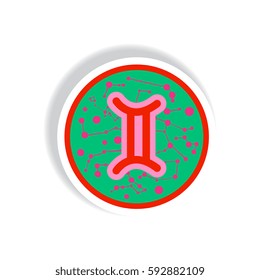 stylish icon in paper sticker style Zodiac sign Gemini