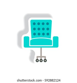 stylish icon paper sticker style office chair
