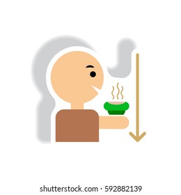 stylish icon in paper sticker style man drinking hot