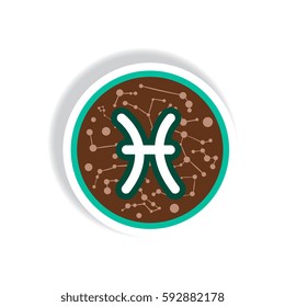 stylish icon in paper sticker style zodiac sign Pisces