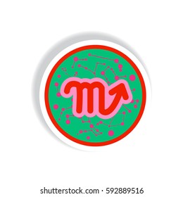 stylish icon in paper sticker style Zodiac signs Scorpio