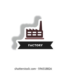 stylish icon in paper sticker style building factory