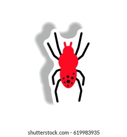 stylish icon in paper sticker style spider insect
