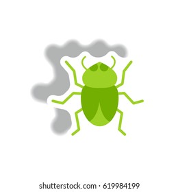 stylish icon in paper sticker style beetle insect