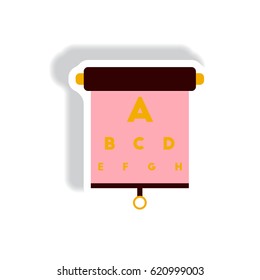 stylish icon in paper sticker style eyesight check
