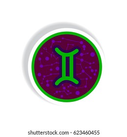 stylish icon in paper sticker style Zodiac sign Gemini
