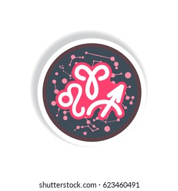 stylish icon in paper sticker style zodiacal element of fire