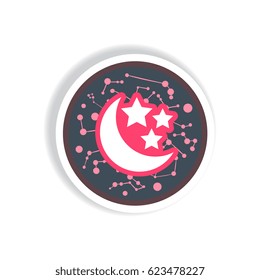 stylish icon in paper sticker style moon and stars