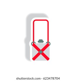 stylish icon in paper sticker style travel suitcase