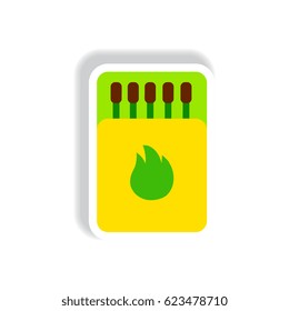 stylish icon in paper sticker style Matchbox and matches