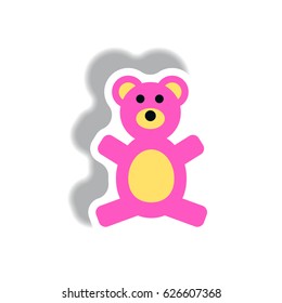stylish icon in paper sticker style toy bear