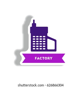 stylish icon in paper sticker style building factory