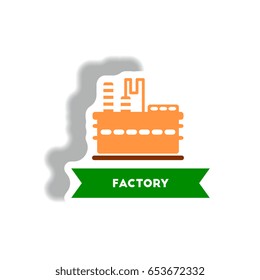 stylish icon in paper sticker style building factory