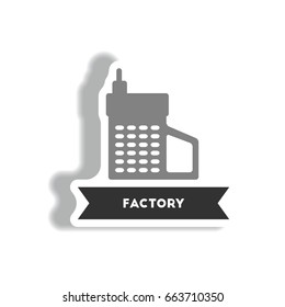 stylish icon in paper sticker style building factory