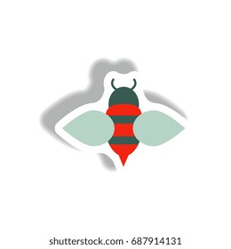 stylish icon in paper sticker style Honey bee