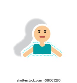 stylish icon in paper sticker style people cold