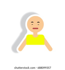 stylish icon in paper sticker style pale man