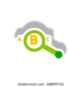 stylish icon in paper sticker style magnifying glass letters
