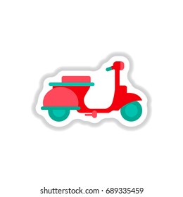 stylish icon in paper sticker style retro scooter