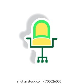 stylish icon in paper sticker style office chair