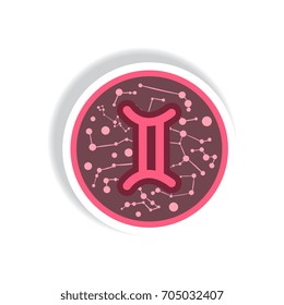 stylish icon in paper sticker style Zodiac sign Gemini