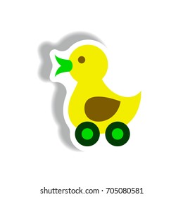 stylish icon in paper sticker style duck toy