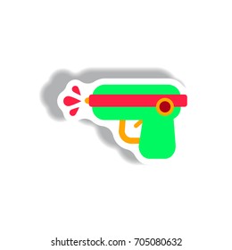 stylish icon in paper sticker style water gun