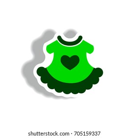 stylish icon in paper sticker style child dress
