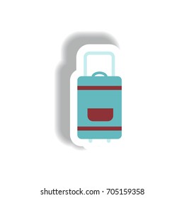 stylish icon in paper sticker style travel suitcase