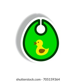 stylish icon in paper sticker style children bib duck