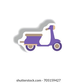 stylish icon in paper sticker style retro scooter