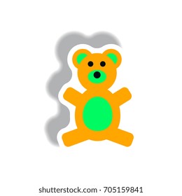 stylish icon in paper sticker style toy bear