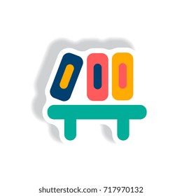 stylish icon in paper sticker style office folders on shelf