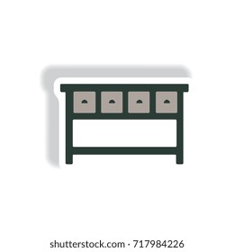 stylish icon in paper sticker style fashion office desk