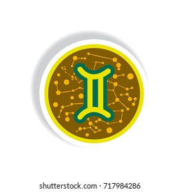 stylish icon in paper sticker style Zodiac sign Gemini