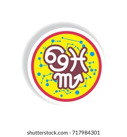 stylish icon in paper sticker style element zodiacal Water