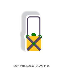 stylish icon in paper sticker style travel suitcase