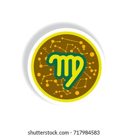 stylish icon in paper sticker style Zodiac signs Virgo