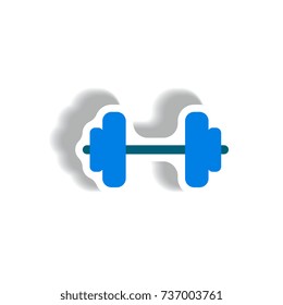 stylish icon in paper sticker style barbell sport