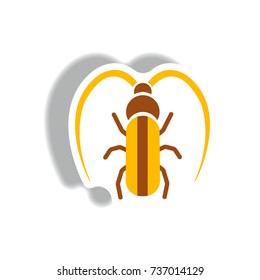 stylish icon in paper sticker style beetle barbel