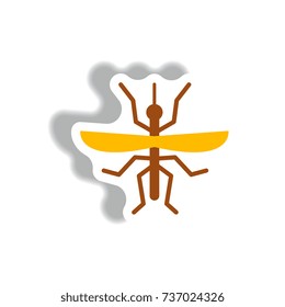 stylish icon in paper sticker style flying beetle